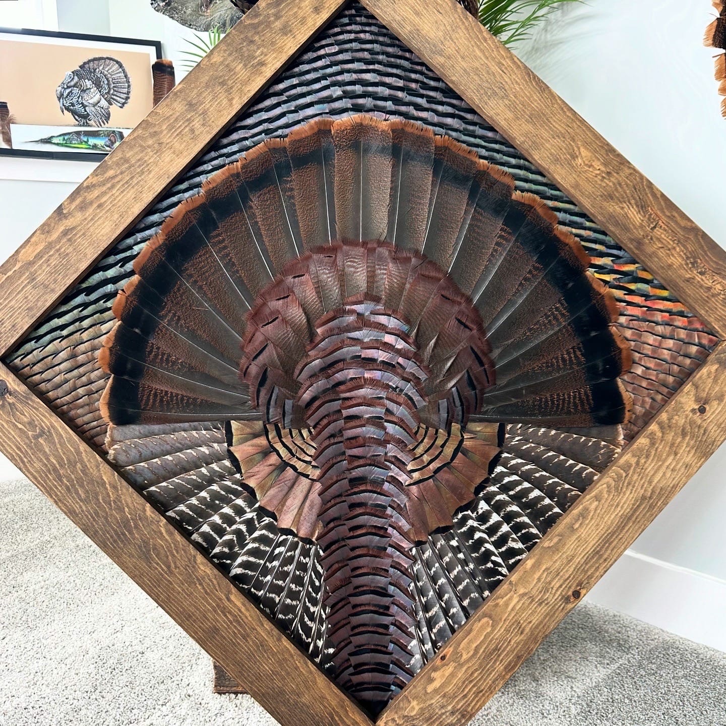 Diamond Turkey feather art piece — #33