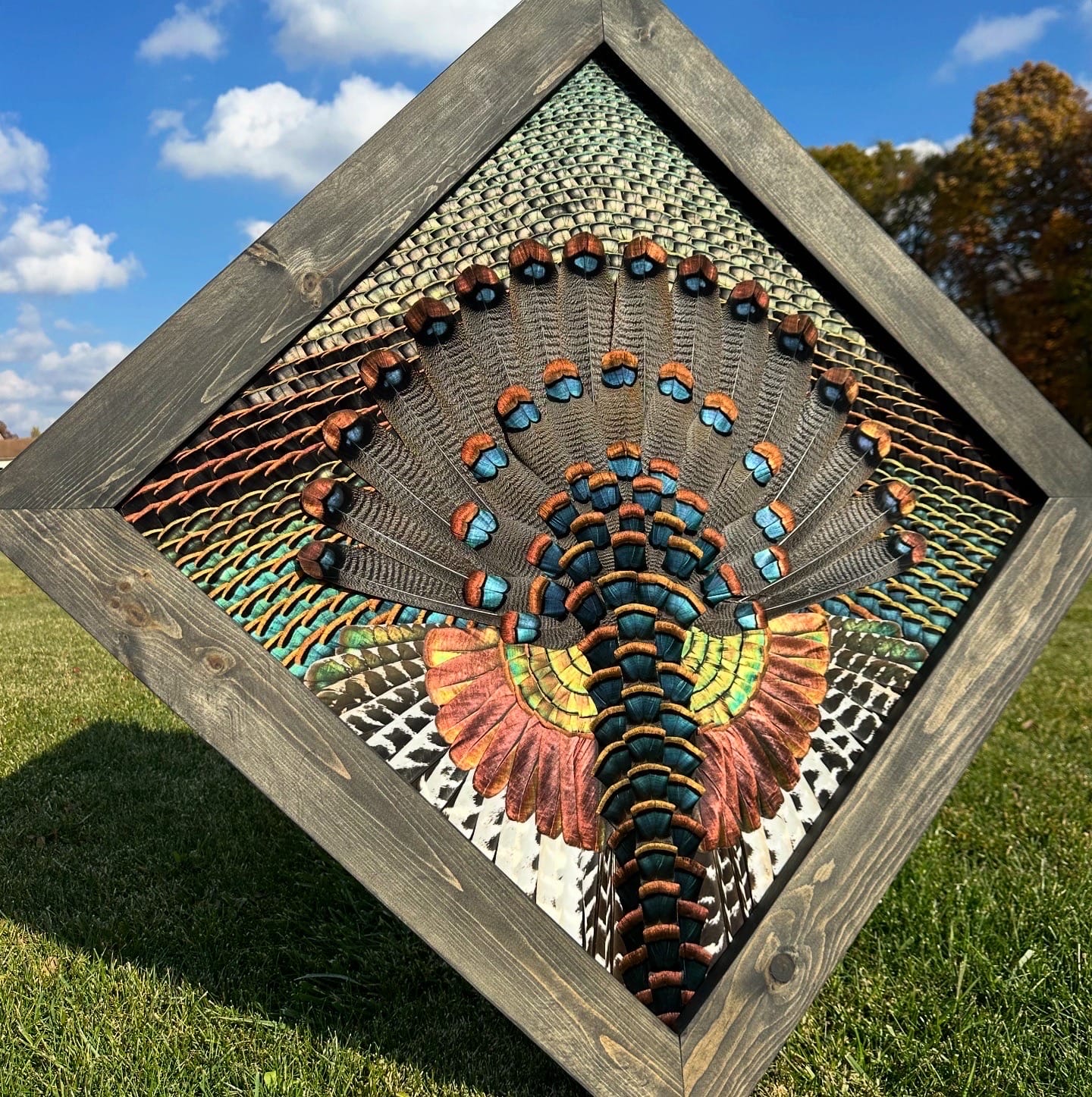 Diamond Turkey feather art piece — #34